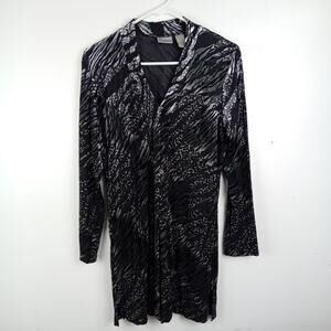 Chico's Burnout Velvet Sheer Cardigan Size 1/M Black Whimsigoth Witchy Animal